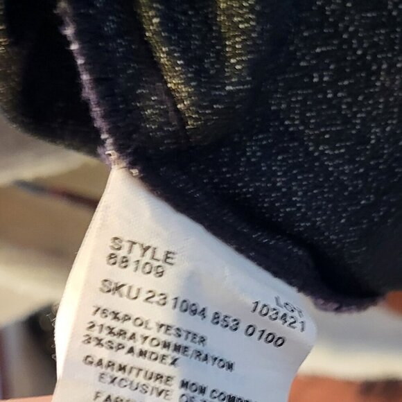 Le Chateau Grey Striped Belted Dress with 3/4 length sleeve and pockets - Picture 8 of 8